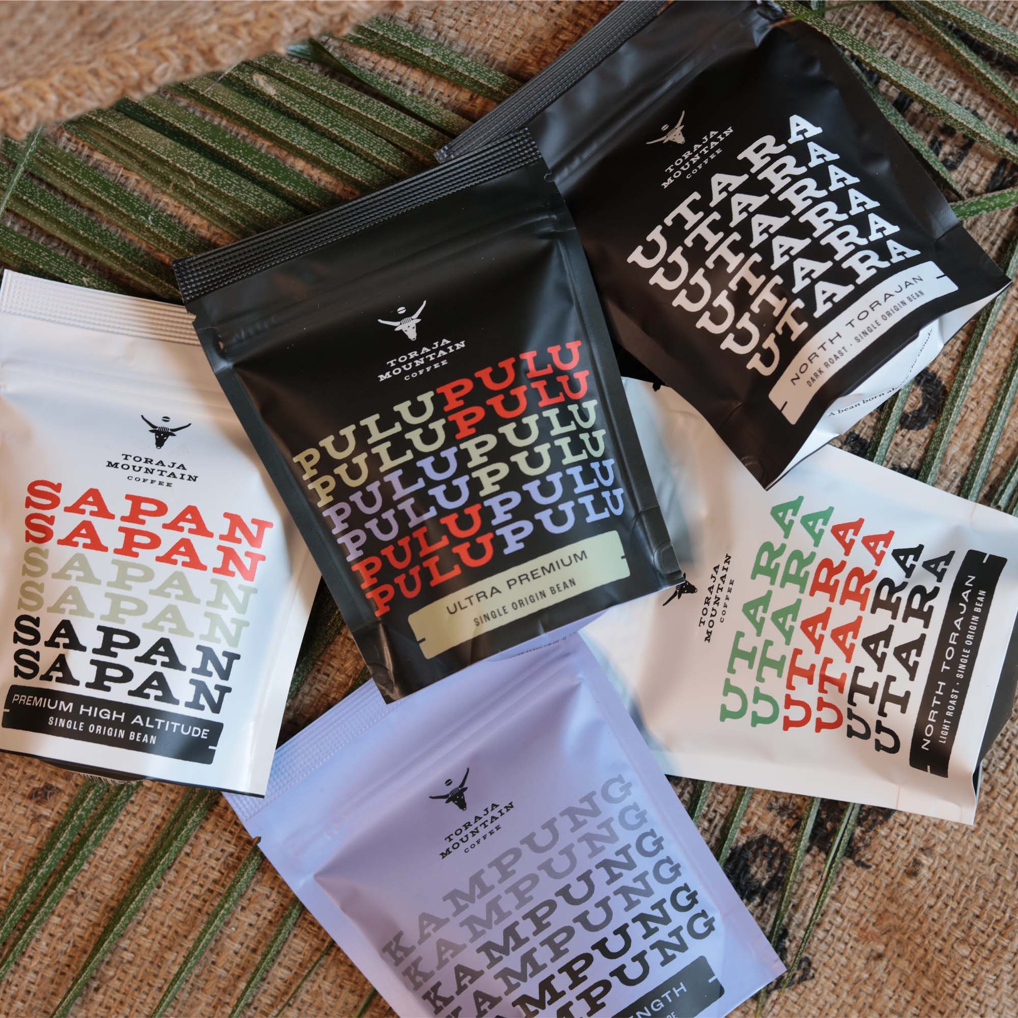 5 sample bags of premium indonesian coffee